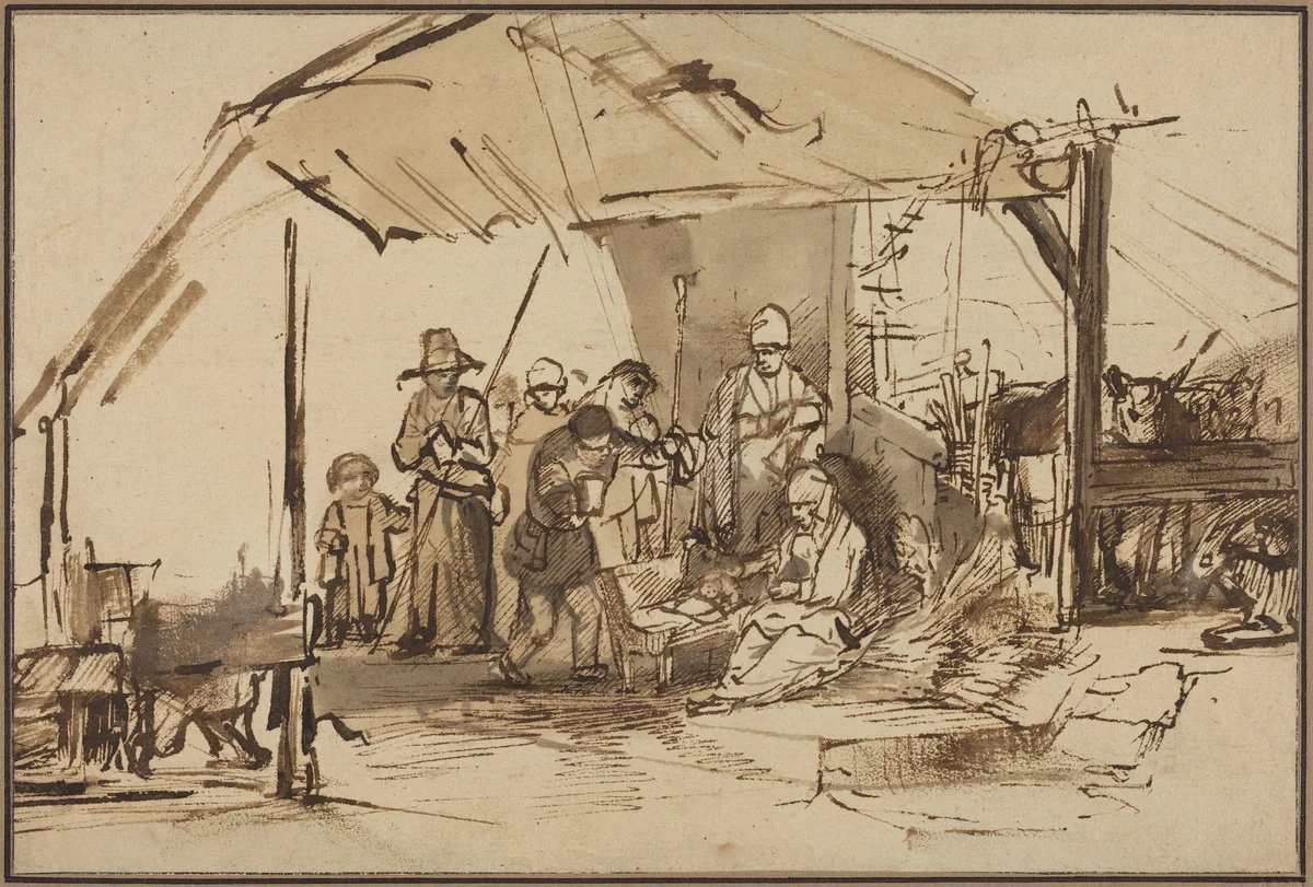 The Adoration of the Shepherds by Rembrandt van Rijn, drawing, 1606-1669