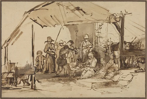 The Adoration of the Shepherds by Rembrandt van Rijn, drawing, 1606-1669