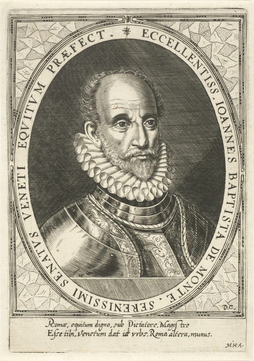 Portret van de arts Johannes Baptista Montanus by Unknown, print, 1579-1615