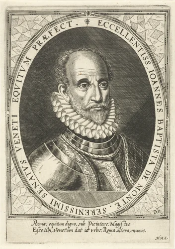 Portret van de arts Johannes Baptista Montanus by Unknown, print, 1579-1615