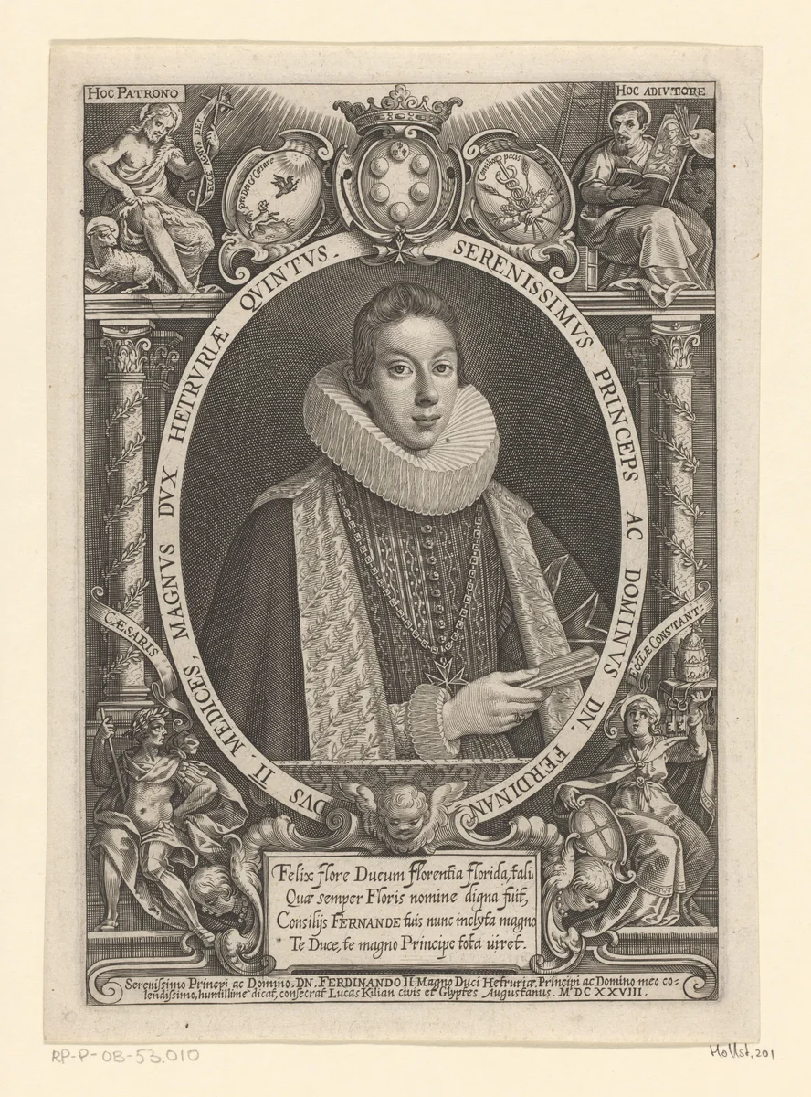 Portret van keizer Ferdinand II by Lucas Kilian, print, 1628
