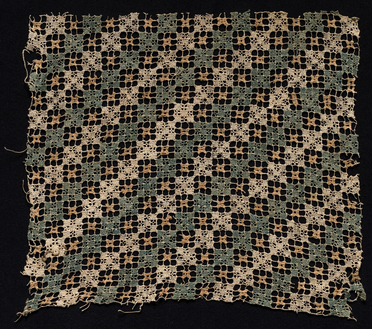 Fragment with Repeated Square Pattern by Unknown, textile, 1500-1699