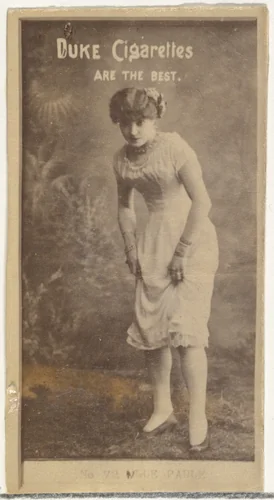 [Actress lifting skirt], from the Actors and Actresses series (N145-6) issued by Duke Sons & Co. to promote Duke Cigarettes by W. Duke, Sons & Co., photograph, 1880-1889