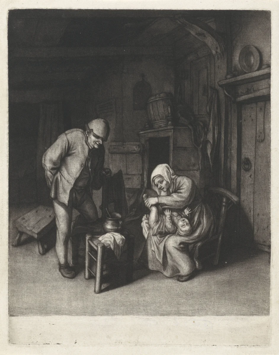 Boerengezin by Jacob Gole, print, 1670-1724