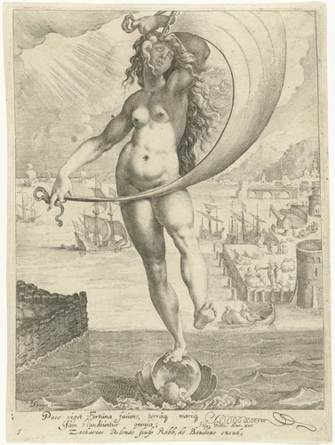 Fortuna by Zacharias Dolendo, print, 1596-1597