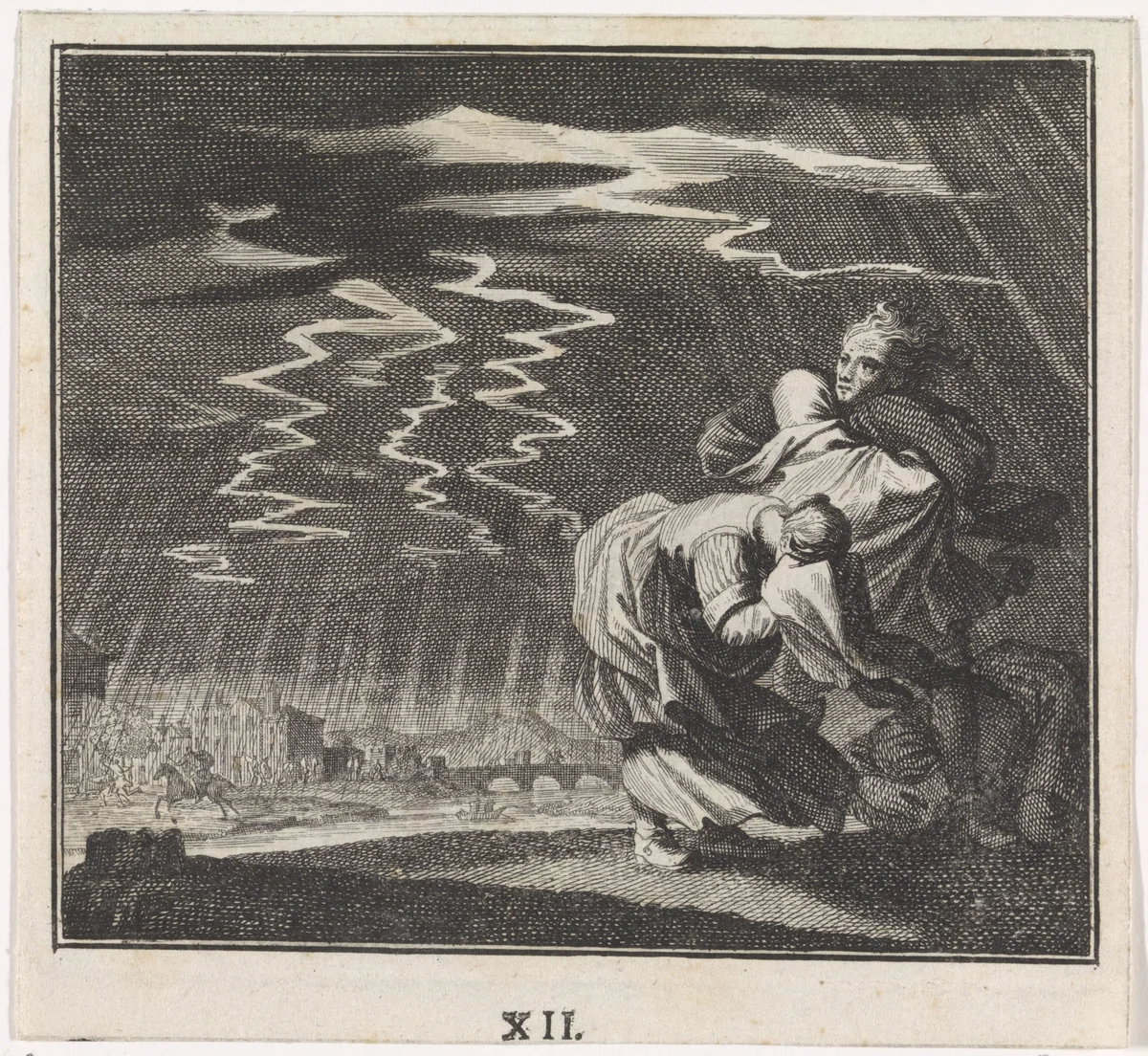 Embleem: onweer by Caspar Luyken, print, 1700