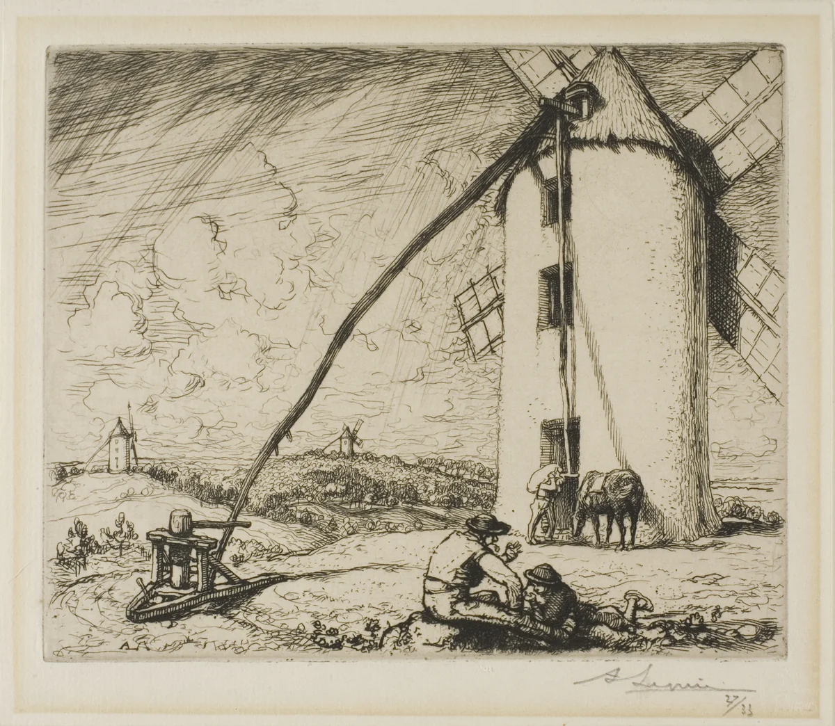Le Moulin des Chapelles by Louis Auguste Lepère, print, 1908