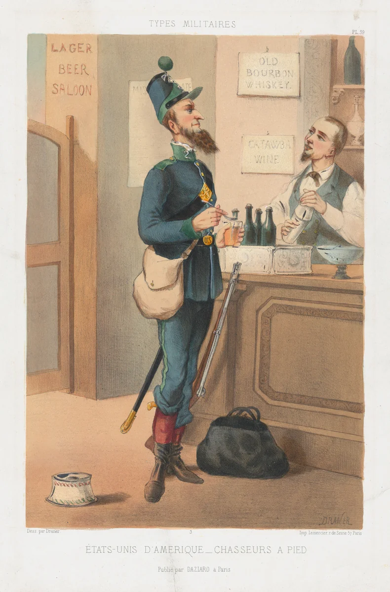 Étast-Unis d'Amerique - Chasseurs à Pied by Draner, print, 1865