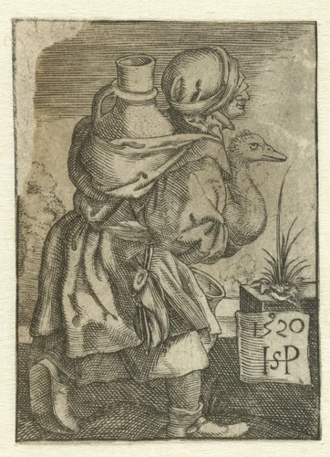 Boerin op weg naar markt by anonymous, print, 1520-1599