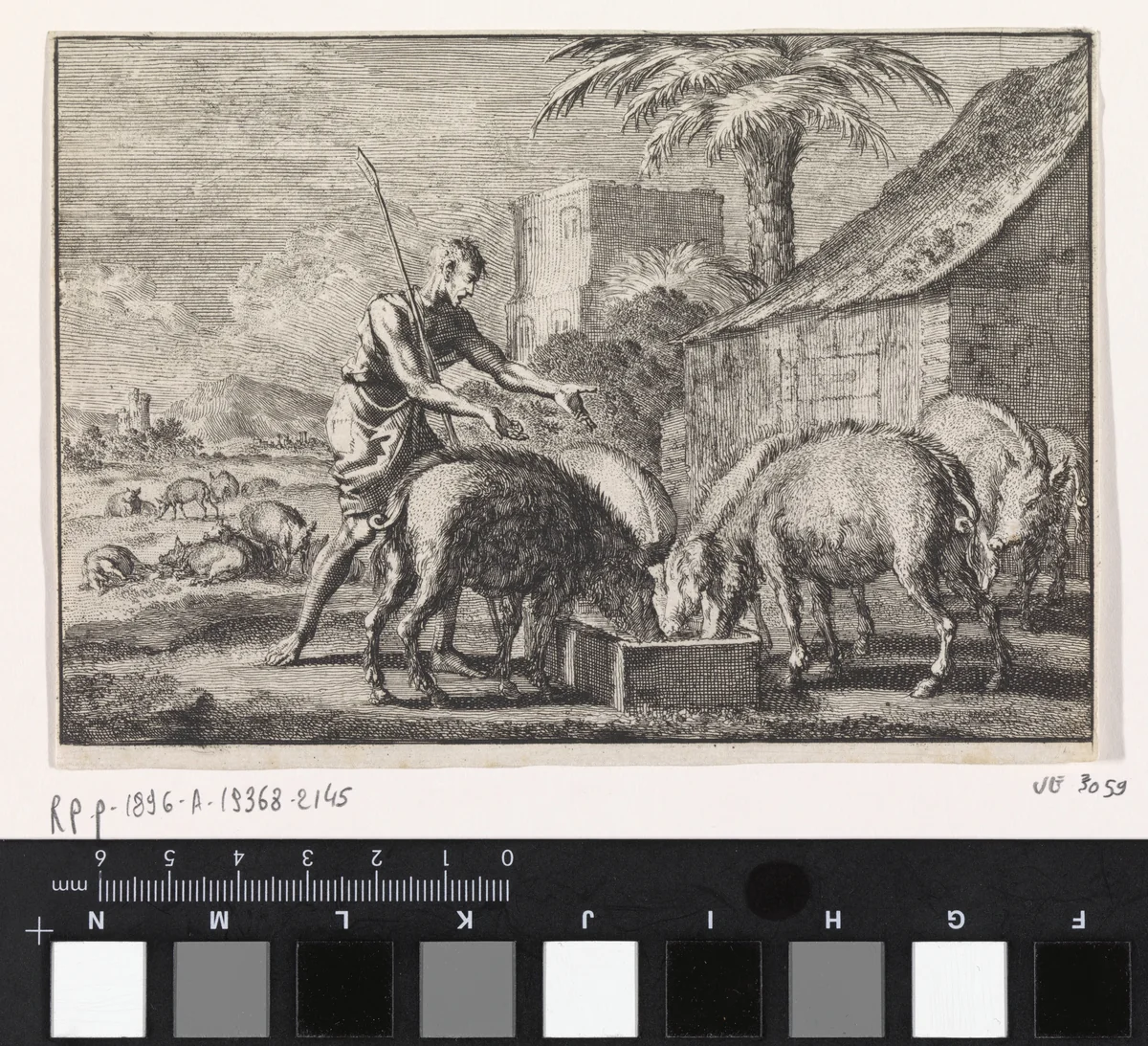 Verloren Zoon als varkenshoeder by Jan Luyken, print, 1703