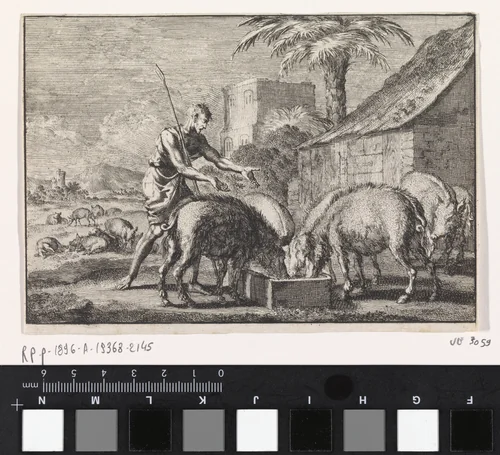 Verloren Zoon als varkenshoeder by Jan Luyken, print, 1703