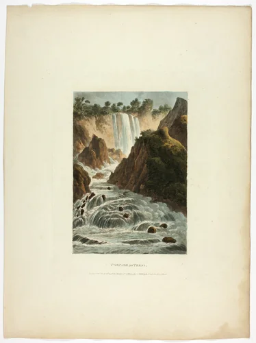 Cascade of Terni, plate fourteen from the Ruins of Rome by M. Dubourg, print, 1798