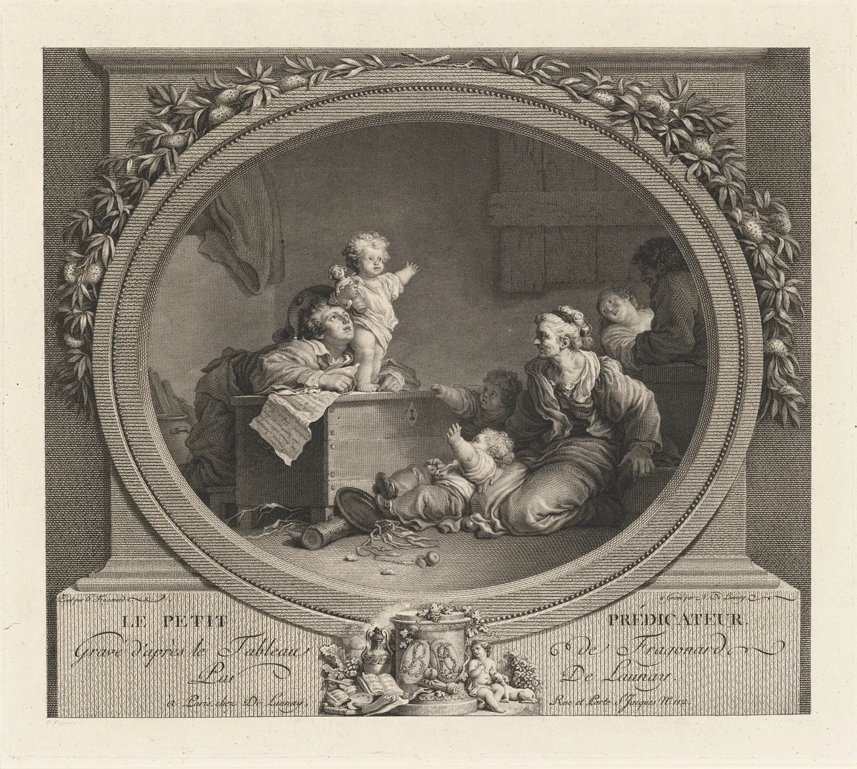 Le Petit prédicateur by Nicolas Delaunay; Jean Honoré Fragonard, print, 1791