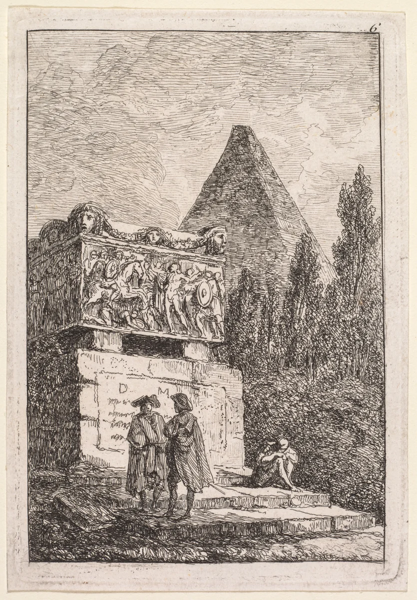 Le Sarcophage by Hubert Robert, print, 1763-1764