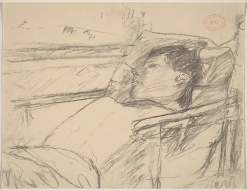 Untitled [woman lying back with arms behind head] by Richard Diebenkorn, drawing, 1955-1967