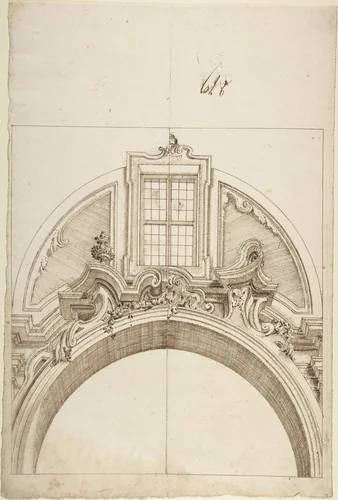 Two alternate designs for an arch below a window by anonymous, drawing, 1700-1780