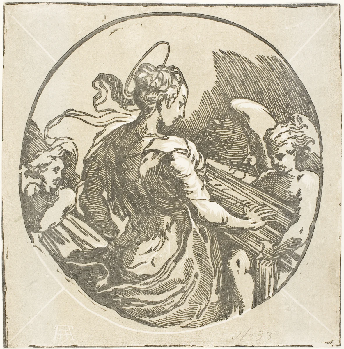 Saint Cecilia by Antonio da Trento, print, 1525-1535