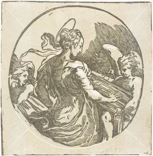 Saint Cecilia by Antonio da Trento, print, 1525-1535