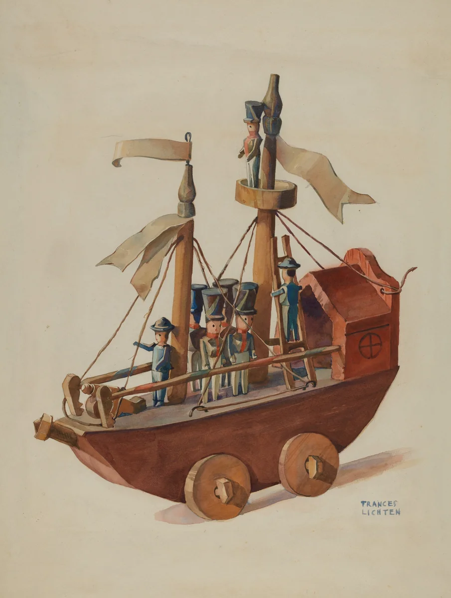 Toy Warship by Frances Lichten, index of american design, 1935-1942