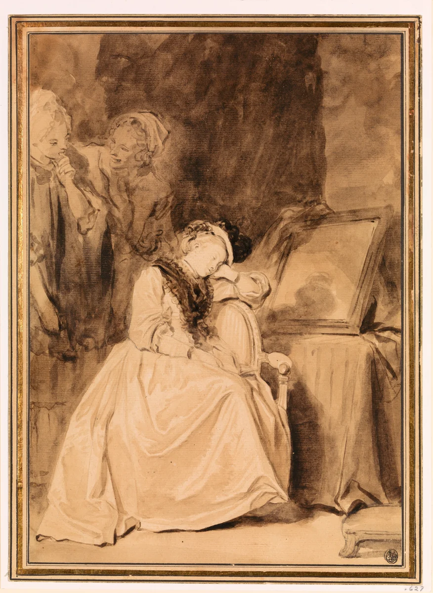 The Dreamer by Jean Honoré Fragonard, drawing, 1776-1779