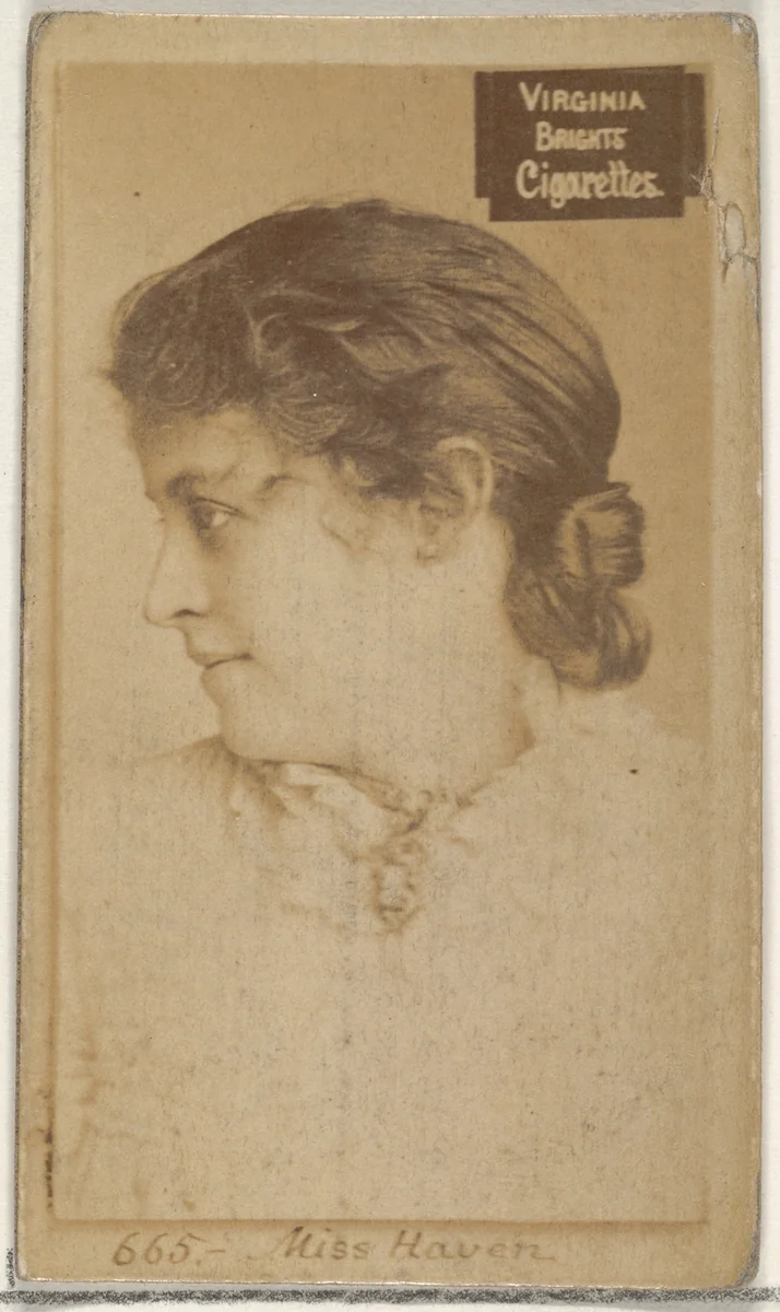 Card 665, Miss Haven, from the Actors and Actresses series (N45, Type 2) for Virginia Brights Cigarettes by Allen & Ginter, photograph, 1885-1891
