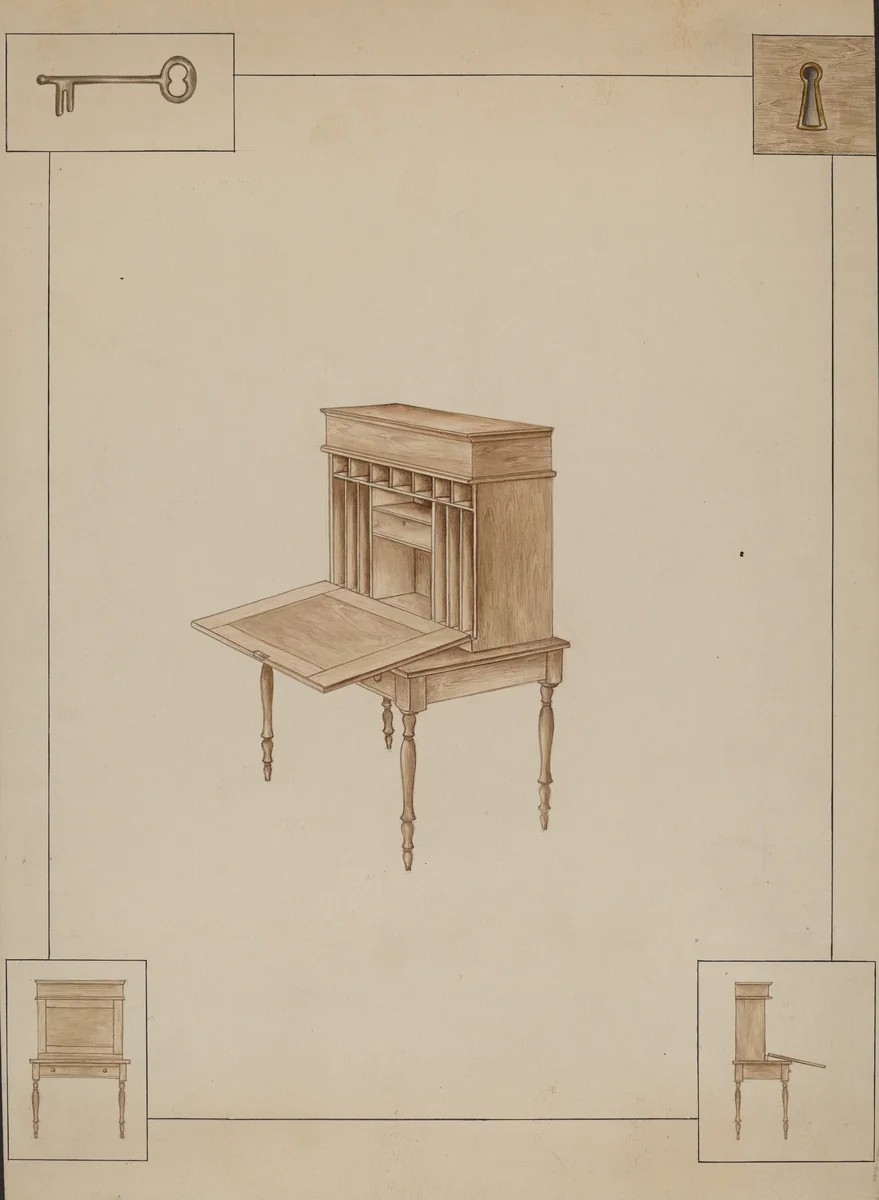 School-master's desk by Sarah F. Williams, index of american design, 1938