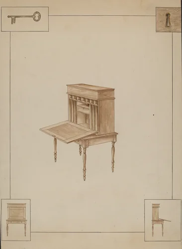 School-master's desk by Sarah F. Williams, index of american design, 1938