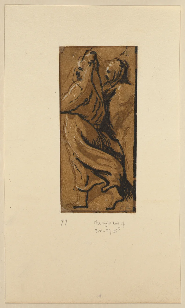 Right hand section of St Peter preaching to the apostles by Niccolò Vicentino, print, 1535-1545