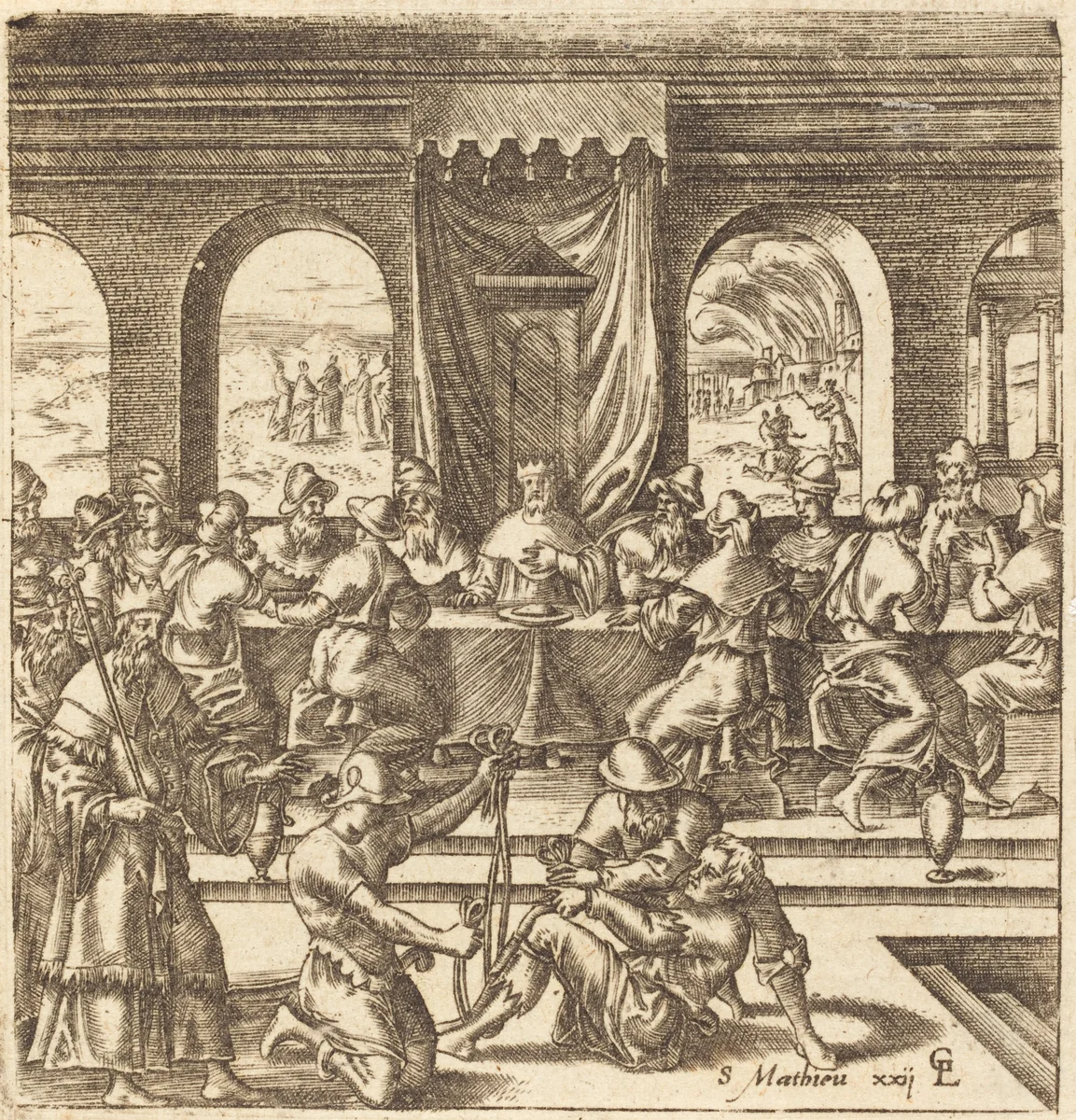 The Parable of the Marriage Feast by Léonard Gaultier, print, 1576-1580