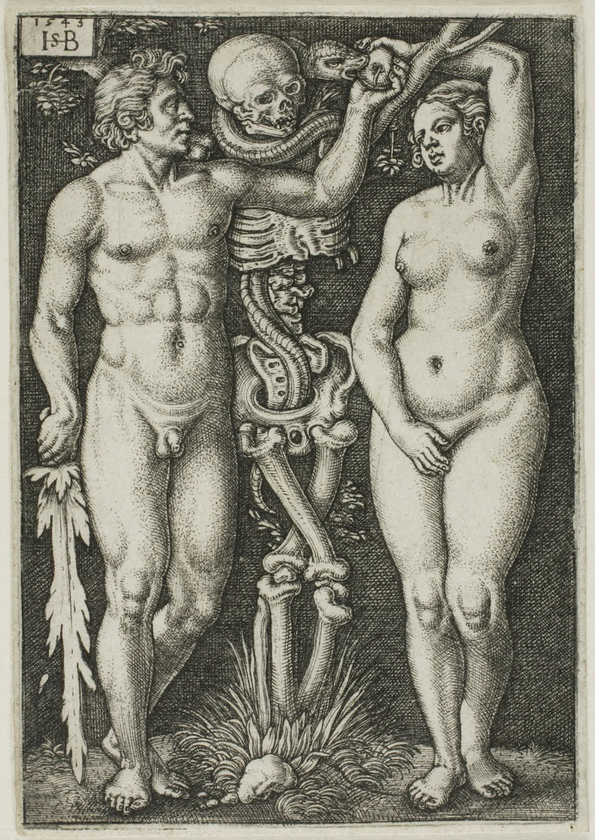 Adam and Eve by Sebald Beham, print, 1543