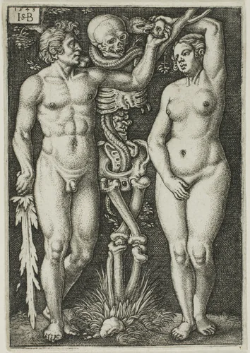 Adam and Eve by Sebald Beham, print, 1543