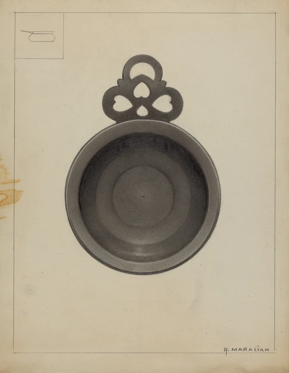 Pewter Porringer by Arsen Maralian, index of american design, 1936