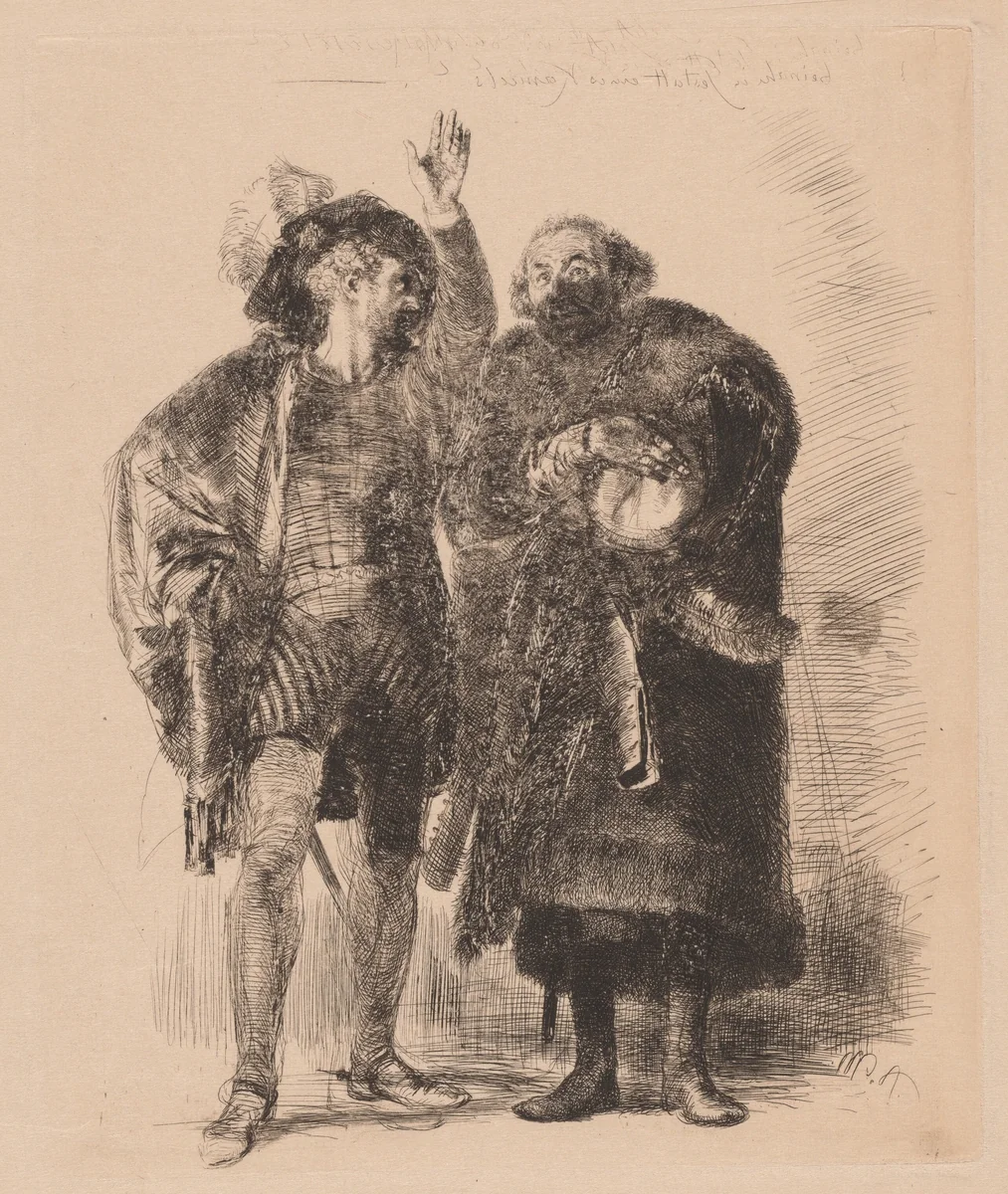 Hamlet and Polonius by Adolph Menzel, print, 1843-1847