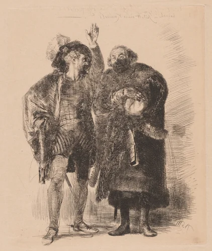 Hamlet and Polonius by Adolph Menzel, print, 1843-1847