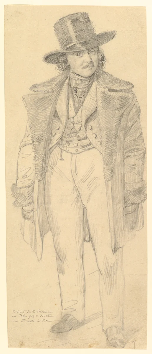 Portrait of H. Gluckmann of Poland by Bartolomeo Pinelli, drawing, 1790-1835