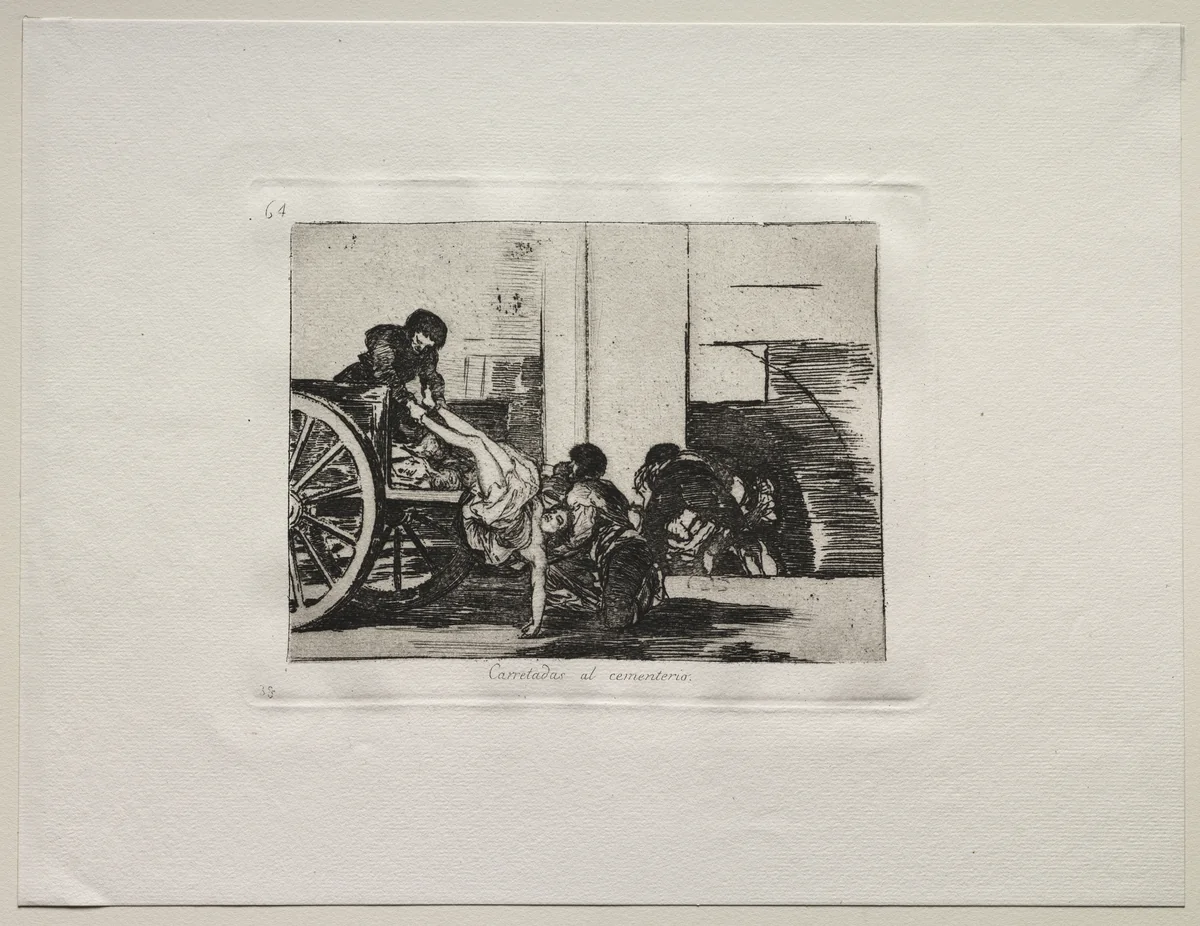 The Horrors of War: Cartloads to the Cemetery by Francisco de Goya, print, 1810-1820