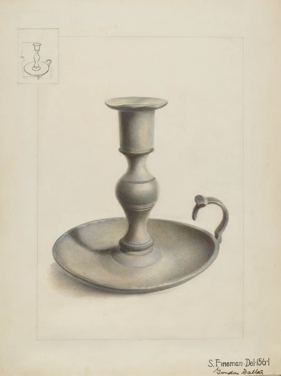 Pewter Candle Holder by Gordon Saltar; Samuel Fineman, index of american design, 1936