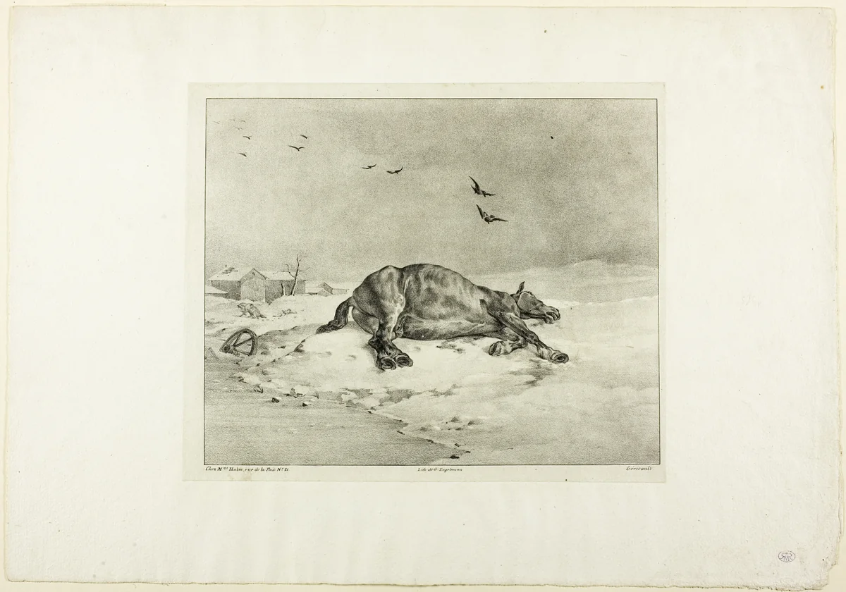 Dead Horse by Jean Louis André Théodore Géricault, print, 1823