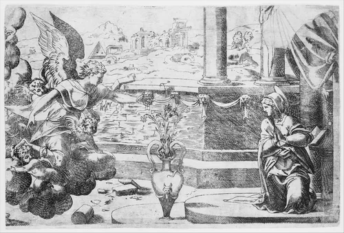 The Annunciation by Jean Cousin, print, 1539-1549