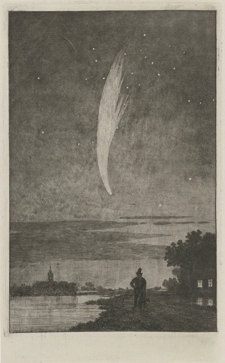 De komeet van Donati, 1858 by Cornelis van der Griendt, print, 1858-1860