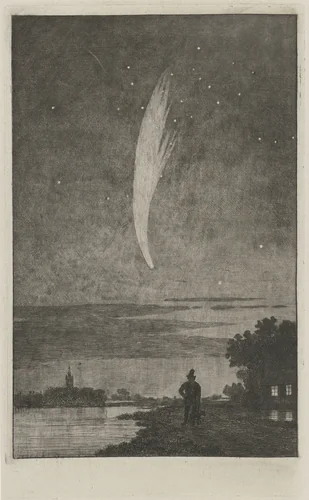 De komeet van Donati, 1858 by Cornelis van der Griendt, print, 1858-1860