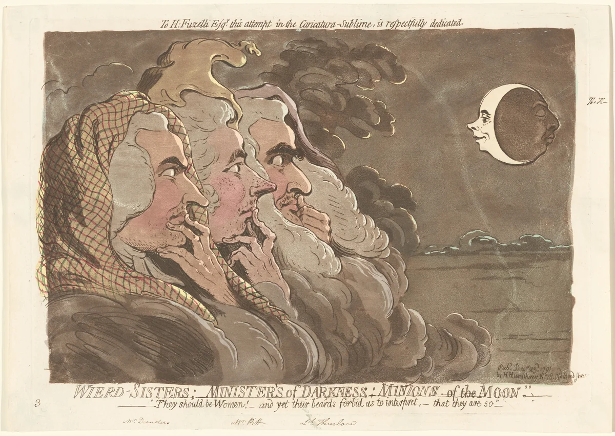 Wierd-Sisters; Ministers of Darkness; Minions of the Moon by James Gillray, print, 1791