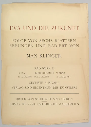 Title Page from Eva und die Zukunft (Rad.-Werk III) by Max Klinger, print, 1898