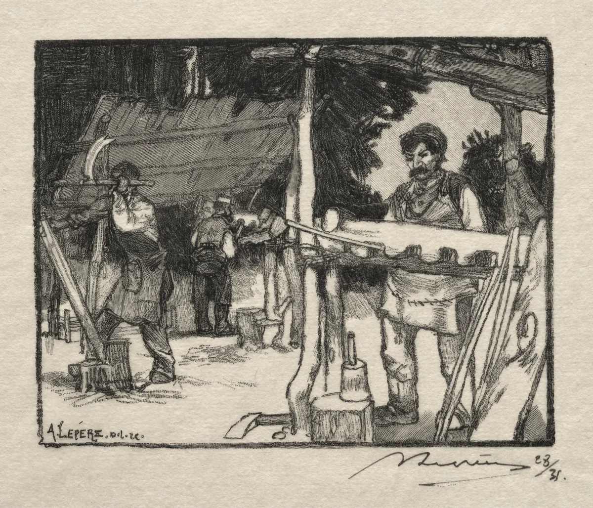 Le Fabricant de lattes by Auguste Louis Lepère, print, 1889