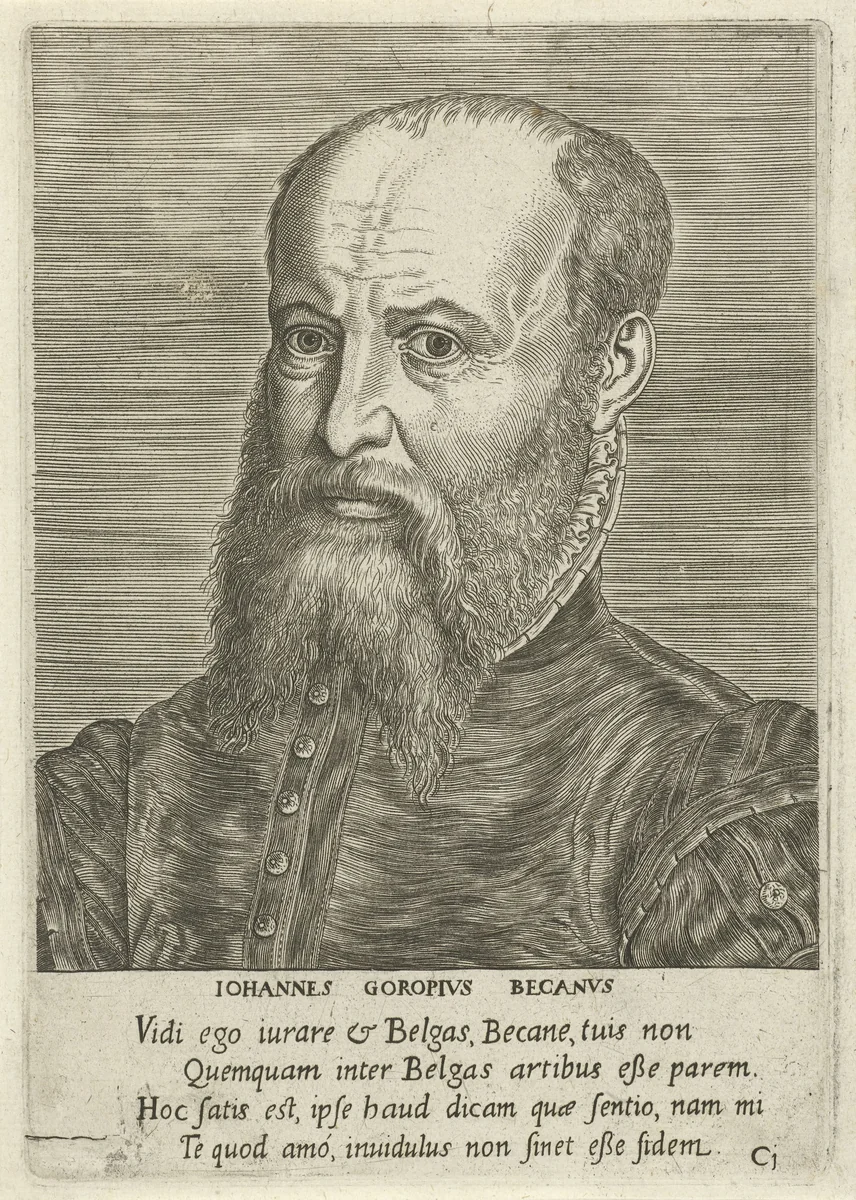 Portret van Johannes Goropius Becanus by Philips Galle, print, 1572