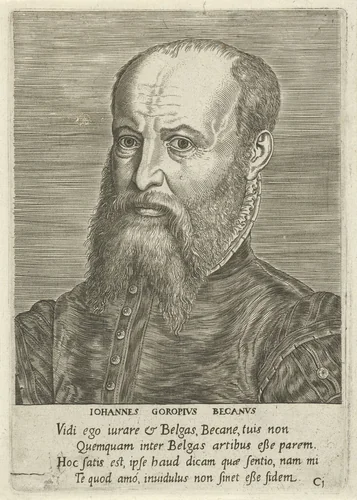 Portret van Johannes Goropius Becanus by Philips Galle, print, 1572