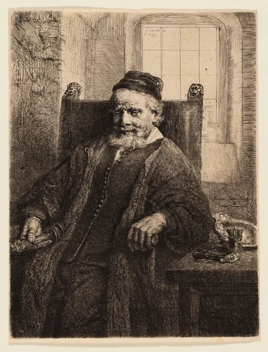 Jan Lutma, Goldsmith by Rembrandt van Rijn, print, 1656