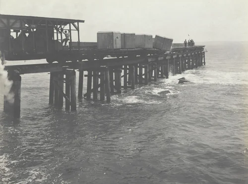 East Breakwater -- Limon Bay. Plowing 25 ton concrete blocks by Unidentified Photographer, photograph, 1916