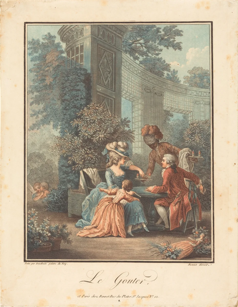 Le Goûter by Louis-Marin Bonnet; Pierre-Antoine Baudouin, print, 1736-1793