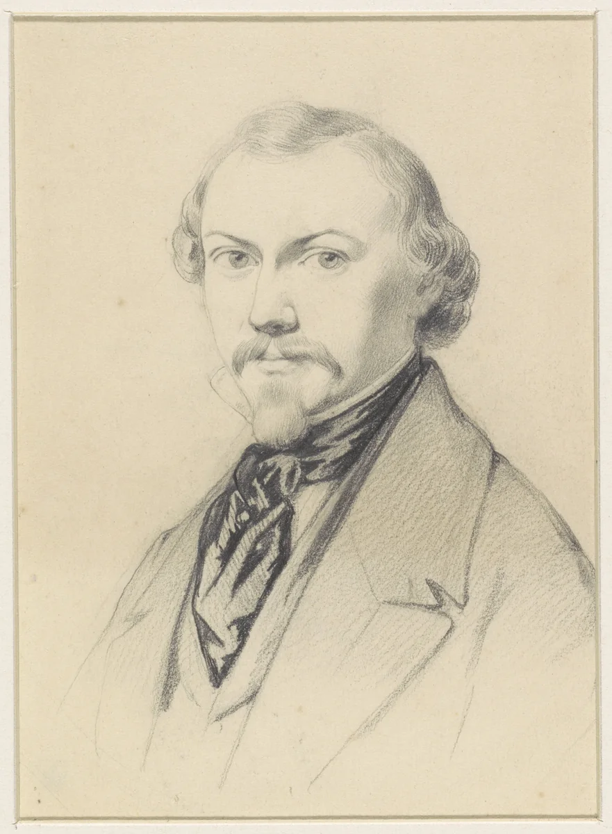 Portret van Hendrik Hollander Cz. by Moritz Calisch, drawing, 1853